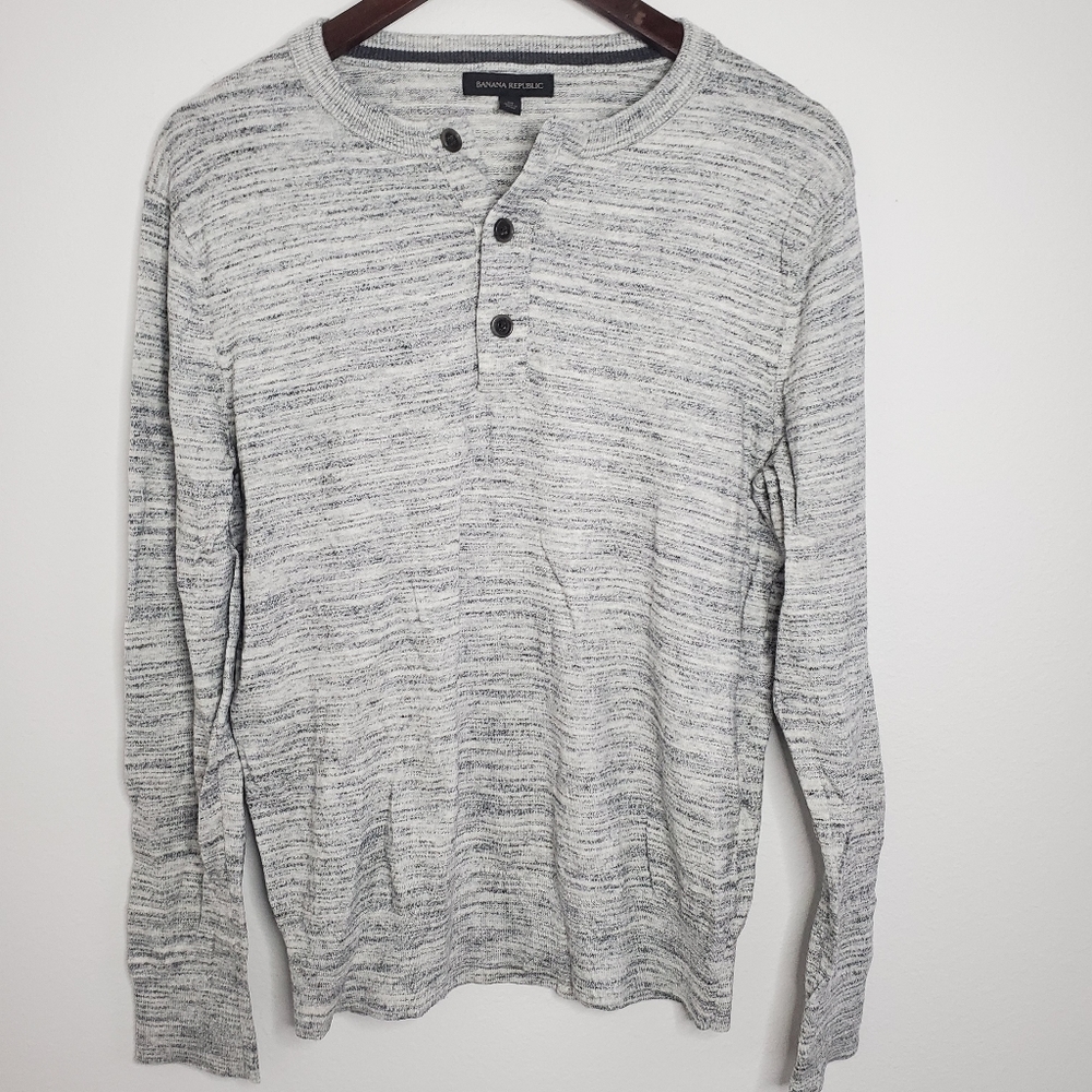 Banana Republic Gray Heathered Button Down Long Sleeve Casual Shirt Size Medium